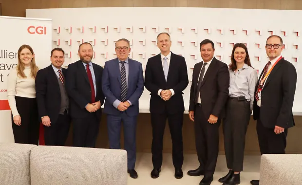 UK Tech Minister Ian Murray, Rob Tinline, British High Commissioner to Canada, François Boulanger, President and Chief Executive Officer of CGI, Kevin O’Neill, Senior Vice-President , CGI and other guests