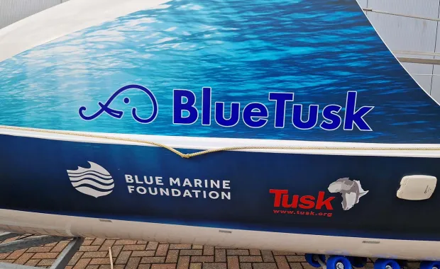 Side panel of Vodafone Blue Tusk Team boat