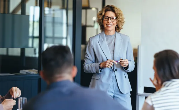 woman leading meeting in an office