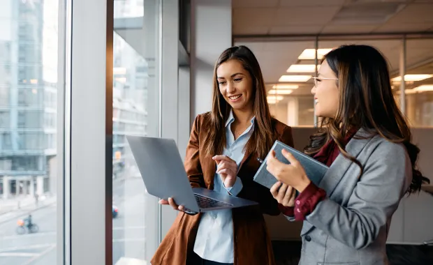 Woman with office laptop