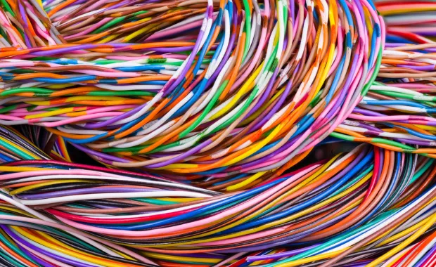 Wrapped colorful wire abstract