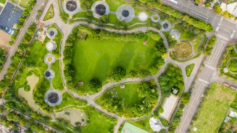Aerial view of a green park