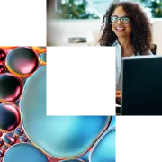 Pierre angulaire avec des bulles et un consultant en IA