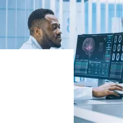 Health professional examining xrays