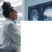 Health professional examining xrays