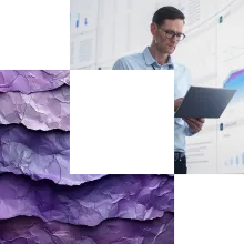 AI Cornerstone purple - person holding laptop