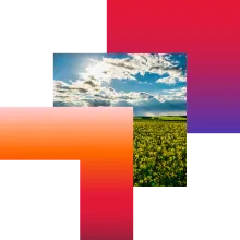 pierre angulaire des nuages ​​au-dessus d'un champ