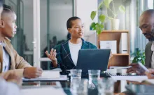 Inclusive leadership consultant in meeting