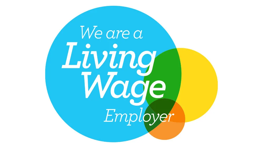 Living Wage Logo with the text we are a living wage employer