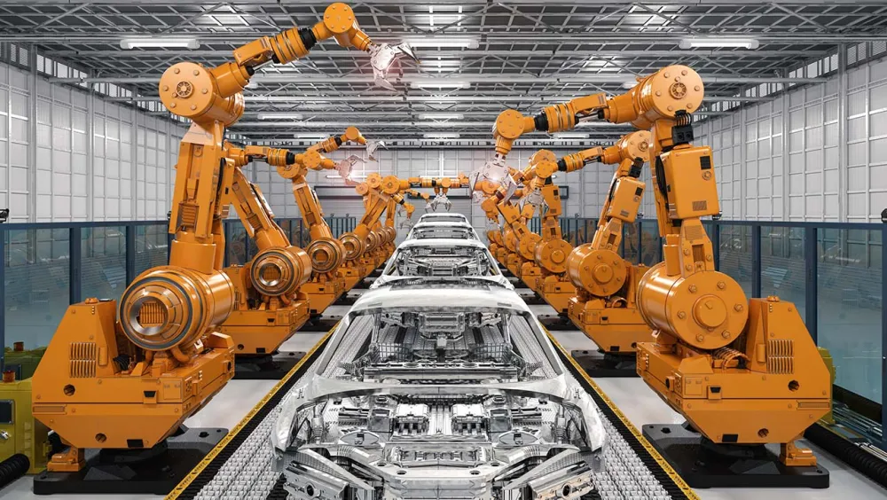 robot assembly line car factory
