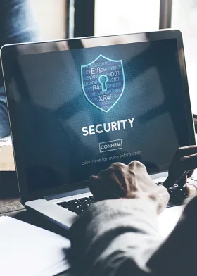 Cyber Security padlock image on a laptop screen