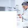 Medical professional working in a lab cornerstone