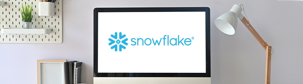 Snowflake logo on computer screen mockup Snowflake logo on computer screen mockup