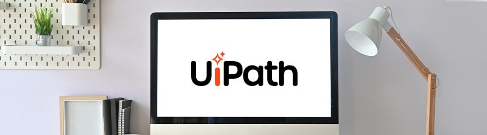 UiPath logo on mockup computer screen UiPath logo on mockup computer screen