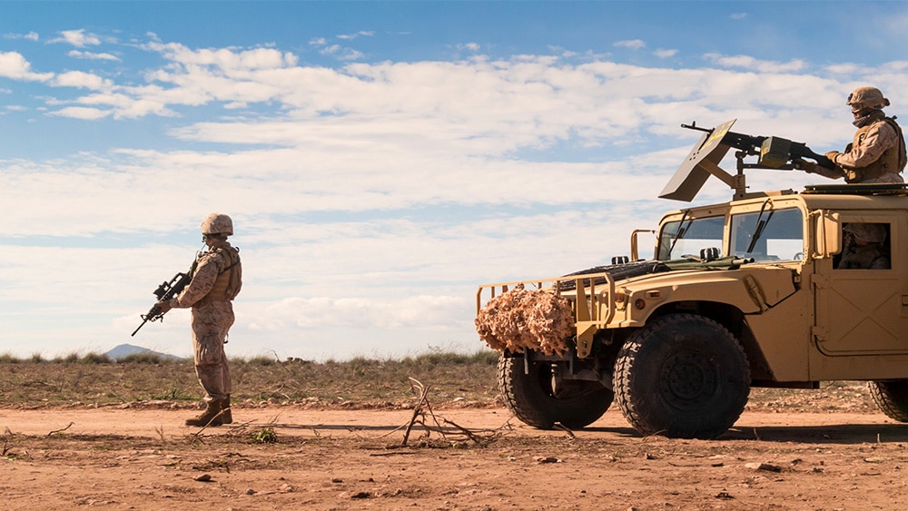 U.S. Marine vehicles with sky in background us marine with sky in background