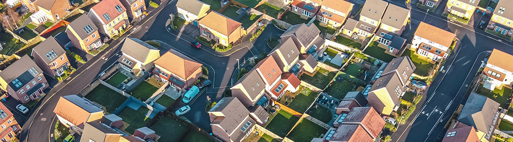 aerial view of UK council housing estate