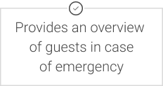 Provides an overview of guests in case of emergency