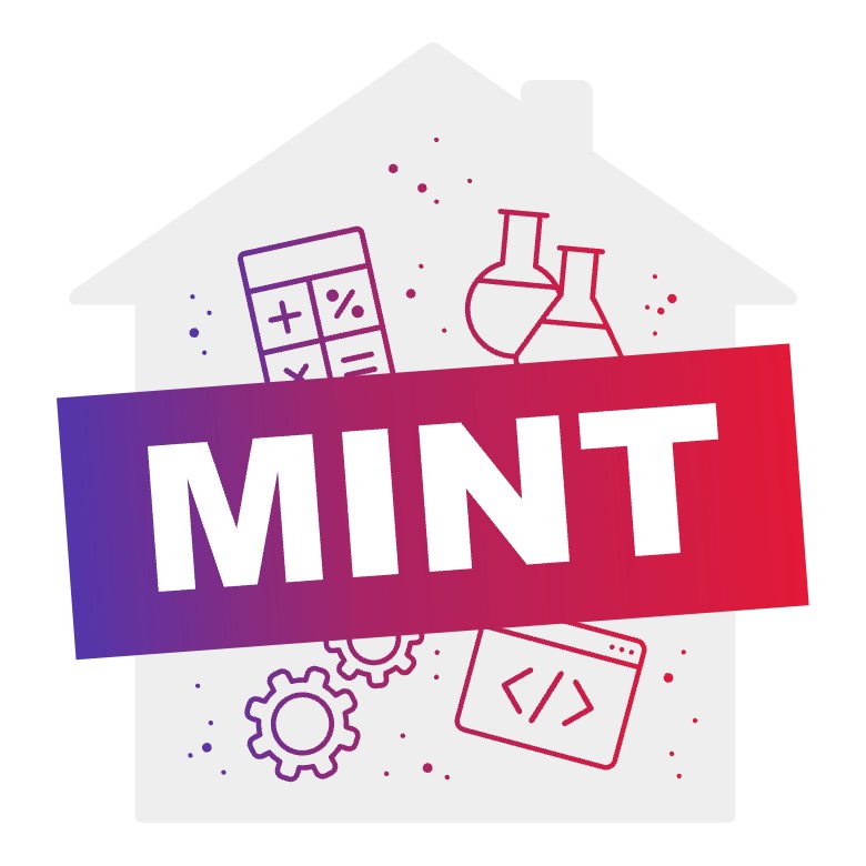 Das Mint-Logo zeigt ein Haus mit vier Icons für Mathematik, Informatik, Naturwissenschaften und Technik