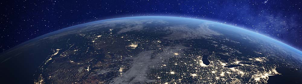 Earth view from space at night
