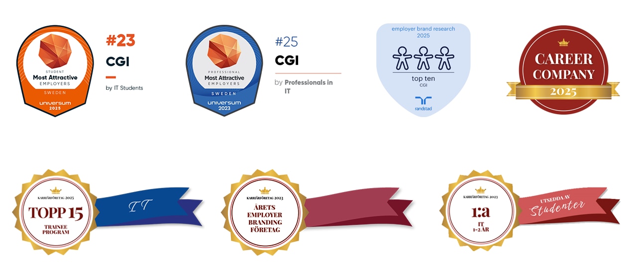 career awards sweden Utmärkelser och rankingar för CGI som arbetsgivare 2023–2025, inklusive Most Attractive Employer enligt Universum, Career Company 2025, samt toppositioner i traineeprogram och employer branding enligt studenter och yrkesverksamma inom IT.