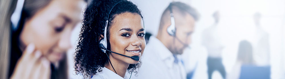 Woman with headset on Woman with headset on