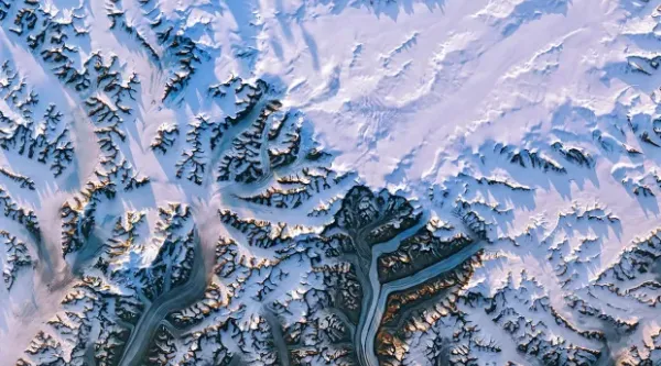 a view of the earth's surface from space