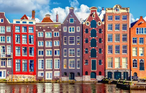 colorful houses in Amsterdam