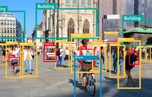 Data captured by AI on a busy city street