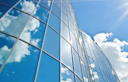 Reflection of cloud on the glass