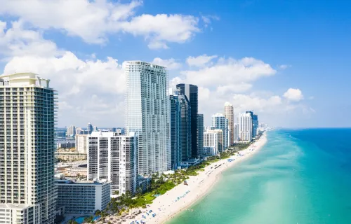 Aerial view of Miami beach shoreline