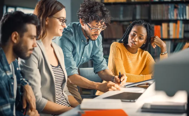 Students working