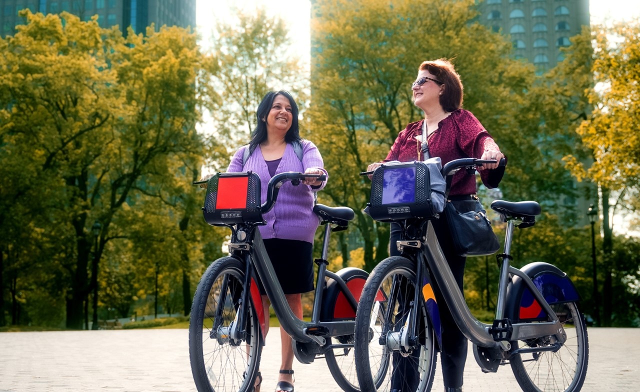 Two friends cycling Two friends cycling
