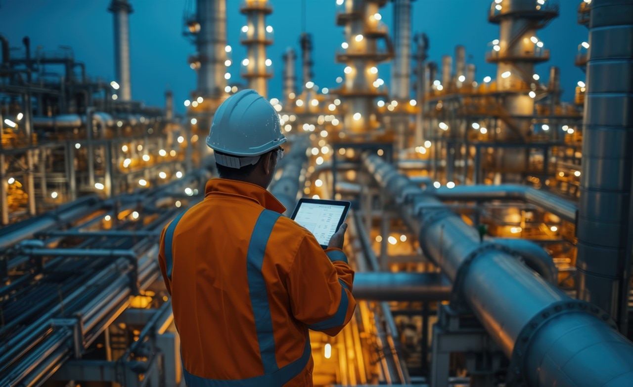 Worker on oil rig Worker on oil rig